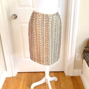 Lafayette 148 Skirt Beaded Flax Beige Cotton Pencil  (8)